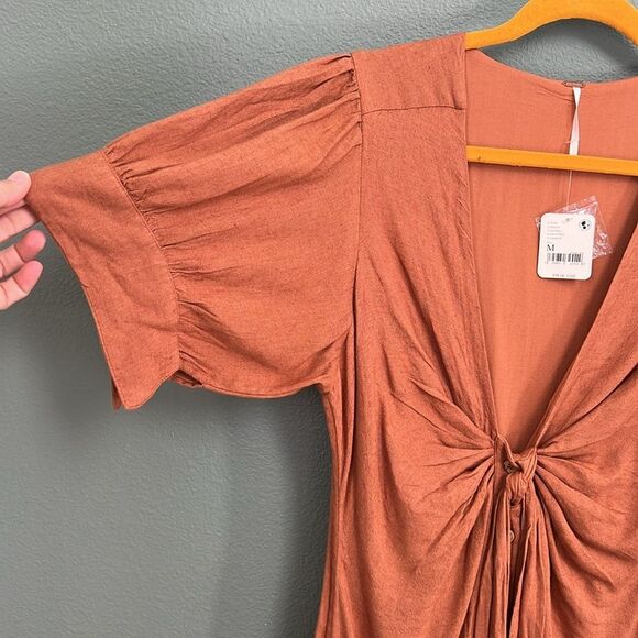 NEW Free People Vintage Summer Midi Dress Sz M Rust - Picture 10 of 13